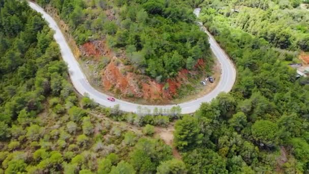 Rally Car Driving Mountains Sunny Lisbon Portugal Aerial View — Wideo stockowe