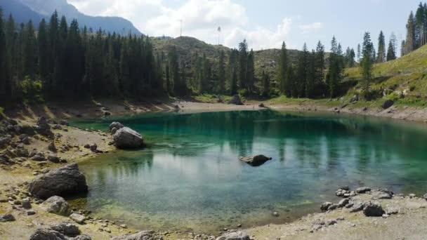 Take Lake Carezza Beautiful Dolomites — Vídeos de Stock