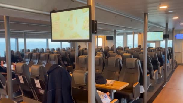 Panning Shot Lounge High Speed Passenger Boat Norway — Vídeos de Stock
