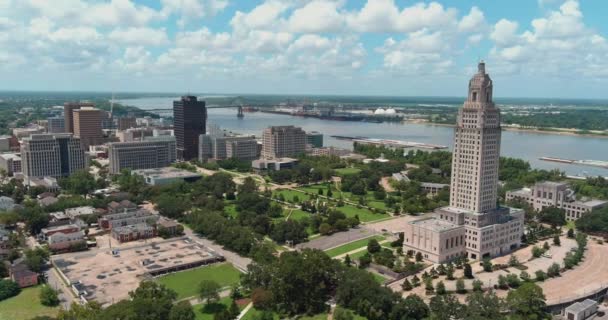 Aerial Louisiana State Capital Building Baton Rouge Louisiana — Stock video