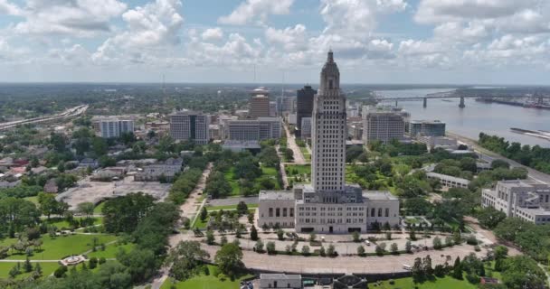 Aair Louisiana State Capital Building Area Baton Rouge Louisiana — стокове відео