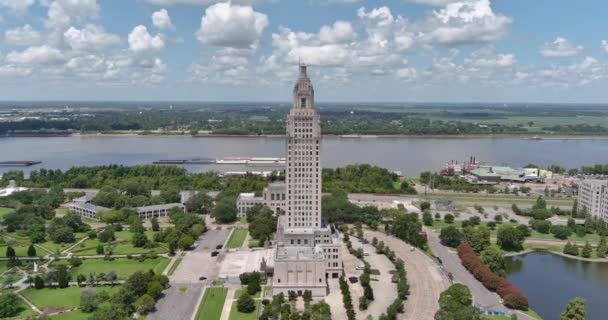 Aair Louisiana State Capital Building Area Baton Rouge Louisiana — стокове відео