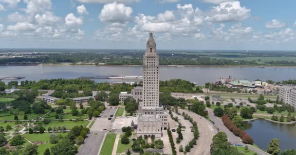 Aerial Louisiana State Capital Building Surrounding Area Baton Rouge Louisiana — Stock videók