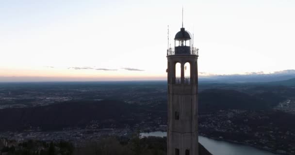 Fly Away Brunate Lighthouse — Vídeo de Stock