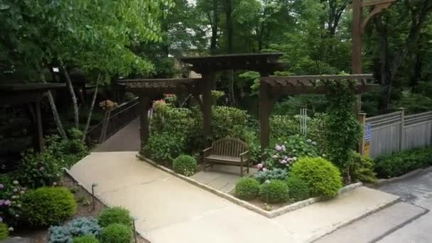 Floating Heavenly Well Manicured Garden Beautiful Landscaping Summer Greenery King — Video Stock