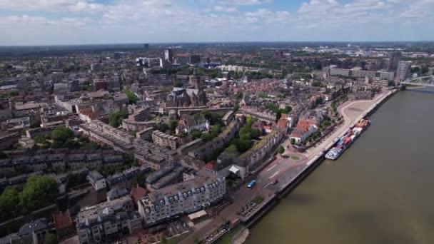 Aerial Sideways Rotating Pan Cityscape Dutch Historic Hanseatic City Center — Vídeo de Stock