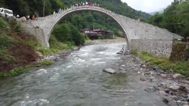 Exciting Fpv Style Drone Video Famous Firtina Valley Bridge Rize — 图库视频影像