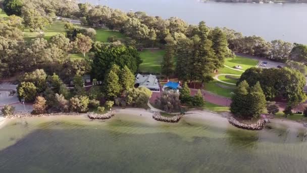 Point Walter Reserve Aerial Tilt Reveal Swan River Fremantle — Stockvideo