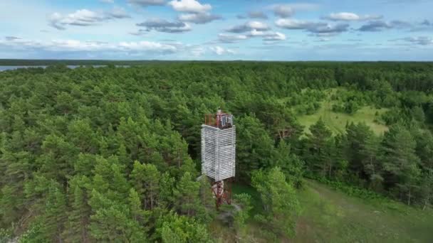 Drone Footage Merise Light Beacon Merise Cliff Saaremaa Estonia — 비디오