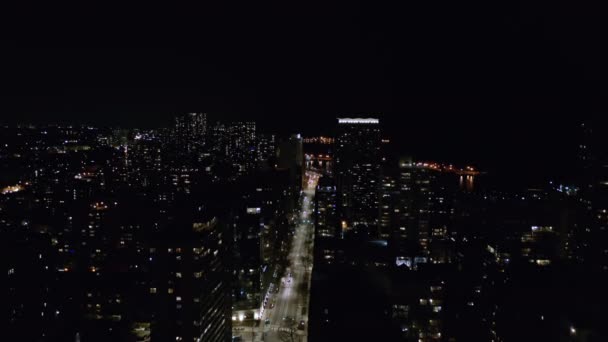 Aerial View Empty Chicago Street Night — Wideo stockowe