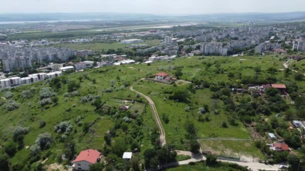 Aerial Expansive View Planned Multi Family Housing Town Rural Bulgaria — Stockvideo