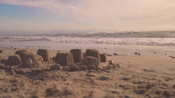 Sand Castle Beach Ocean — Vídeo de Stock