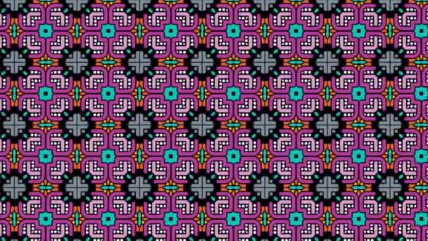 Geometric Background Tribal Tiles Panning Seamless Pattern Ethnic Design White — Stockvideo