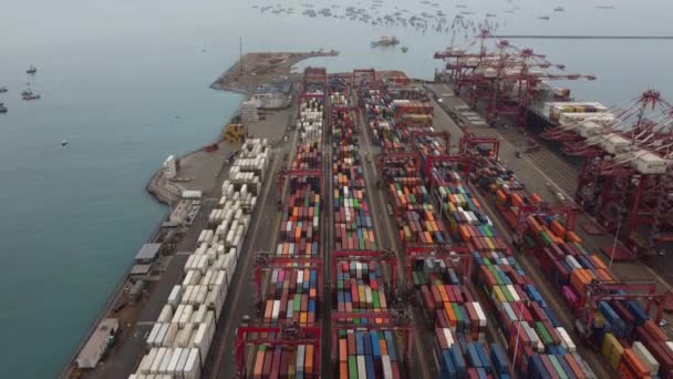 Drone Video Shipping Container Yard Sea Port Callao Peru Many — Vídeo de Stock