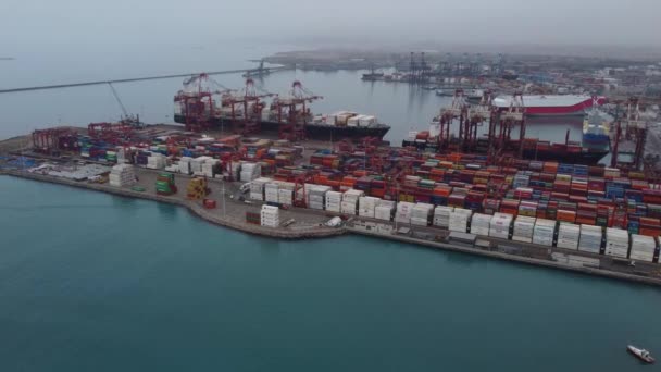 Drone Video Shipping Container Yard Sea Port Callao Peru Many — Αρχείο Βίντεο