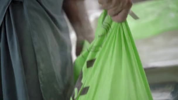 Opening Bags Thermoplastic Polymer Plastic Manufacturing — Stockvideo