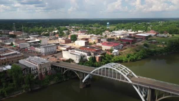 Ponte Edmund Pettus Selma Alabama Com Vídeo Drone Movendo Para — Vídeo de Stock