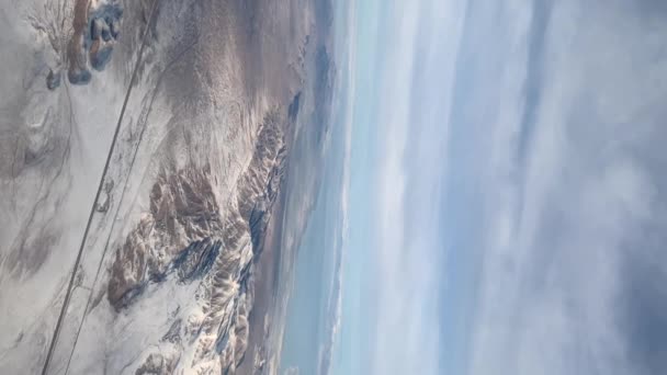 Snow Covered Mountains Cold Winters Day Vertical Video Aerial View — Video