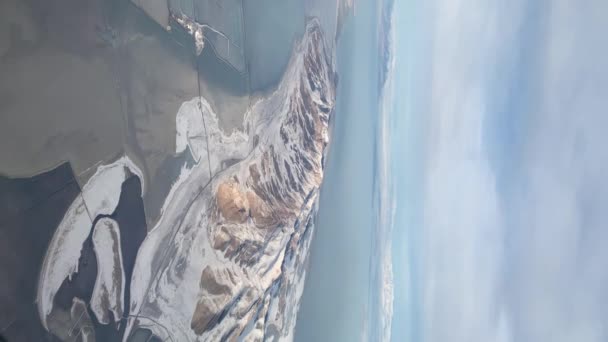 Winter Mountains Stand Out Amongst Developed Land Large Lake Vertical — Video