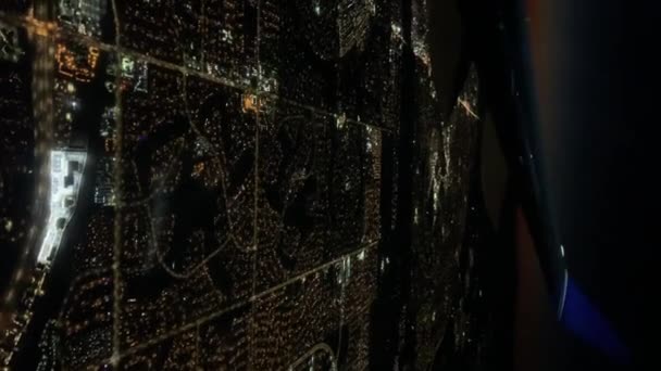 Night Life City Lights Shine Night Viewed Plane Vertical Video — Stockvideo