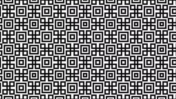 Elegant Black White Geometric Square Tiles Pattern Mostly Shade Black — Stock Video