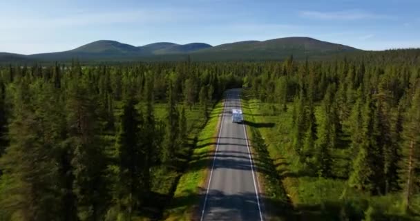 Vista Aérea Campista Direcção Pallas Fells Ensolarada Lapónia Finlândia — Vídeo de Stock