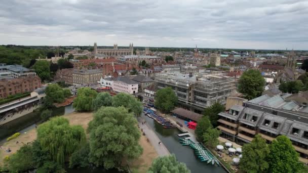 Építésű Cambridge City Center Egyesült Királyság Drone Légi Felvétel — Stock videók