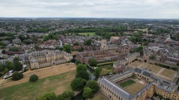 Trinity College Cambridge Anglia Dron Widok Lotu Ptaka — Wideo stockowe