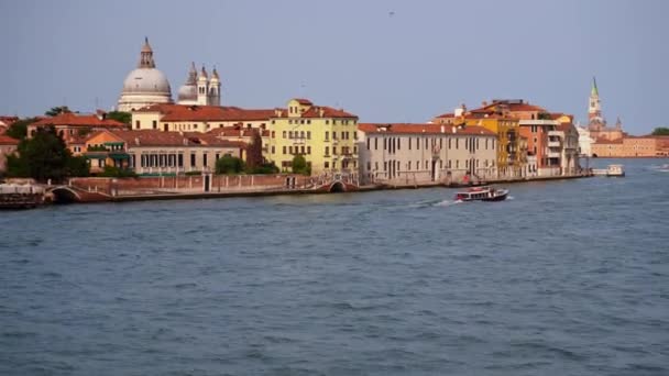 Ferry Boat Cruising Venetian Lagoon Italy Wide — Stock Video
