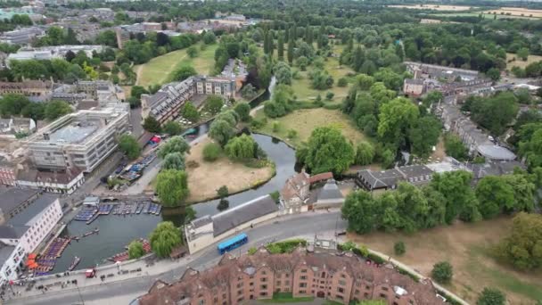 Coe Fen Cambridge City England Drone Aerial View — Stok video