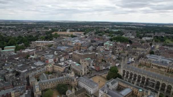 Cambridge City Centre England Panning Drone Aerial View Footage — Video