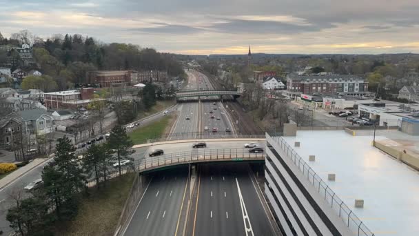 Night Lapse Taken While Overlooking Freeway Usa — Wideo stockowe