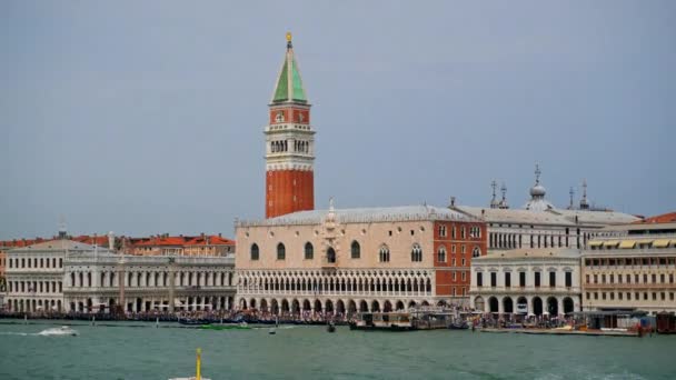 San Marco Square Waterfront Daytime Venice Italy Wide — Stock video