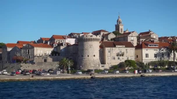 Coastal Town Fortress Korcula Island Croatia Pov — Stock video
