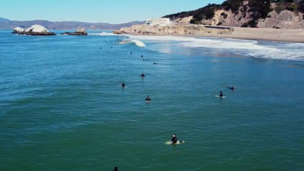 Surfers Pacific Ocean San Francisco California Seal Rocks Neo Classical — Stockvideo