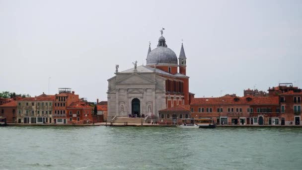 View Renaissance Church Santissimo Redentore Giudecca Island Venice Italy Wide — Αρχείο Βίντεο