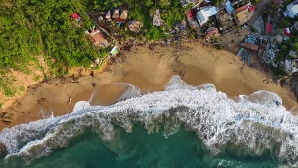 Aerial Drone Fly Mazunte White Sand Beach Mermeijta Rinconcito Mexican — Vídeo de Stock