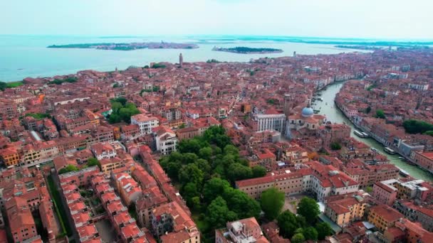 Aerial Drone View Venice City Italy Impressive View Basilica Church — ストック動画