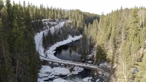 Drone Shot Curved Road British Columbia — Stock video