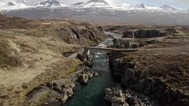 Drone Shot Bridge East Iceland — Stockvideo