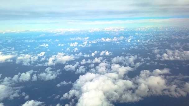 Fluffy White Cumulus Clouds Seen Airplane Window Vast Ocean Heavenly — Stockvideo