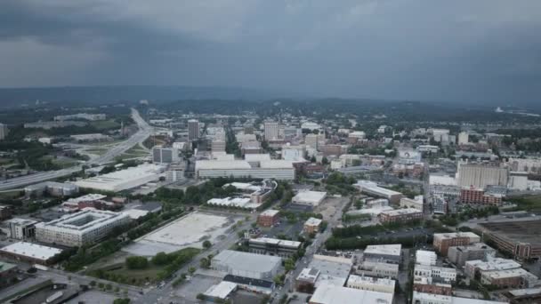 Aerial Hyperlapse Downtown Chattanooga Day Storm Background — стоковое видео
