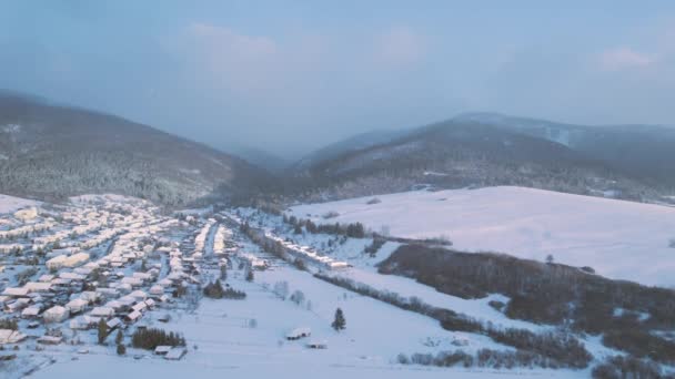 Aerial Cinematic Winter View High Peak Mountains Slovak Tatra National — Stockvideo