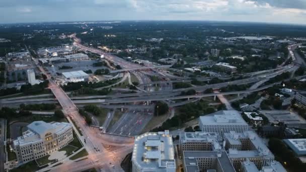 Aerial Hyperlapse Highways Atlanta Georgia Dusk Traffic — ストック動画