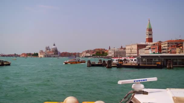 Panoramic View Venetian Lagoon City Venice Its Historical Landmarks Italy — ストック動画