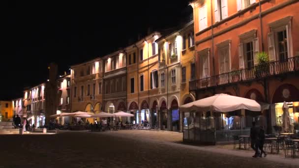 Pan Shot Historic Main Square Surrounded Old Historic Builings Cesena – stockvideo
