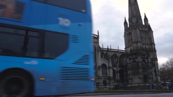 Grimy Dark Bristol Cathedral Holy Undivided Trinity Church — Stockvideo