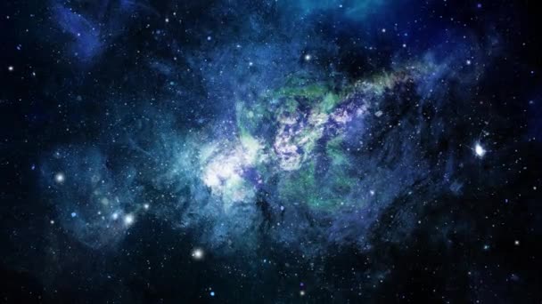 Σύννεφα Νεφελώματος Και Αστέρια Γύρω Τους Στο Σκοτεινό Σύμπαν — Αρχείο Βίντεο