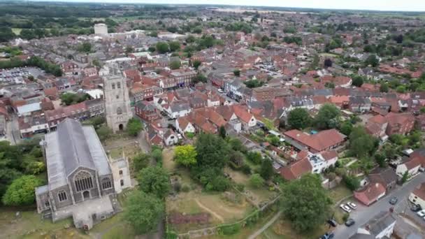 Beccles Bell Tower Michael Church Suffolk Drone Aerial View — Stock Video
