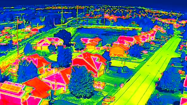 Summer Heat Shown High Definition False Color Thermal Drone Blue — Vídeo de stock